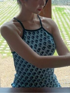 Zara Blue knit jacquard patterned tank Dress